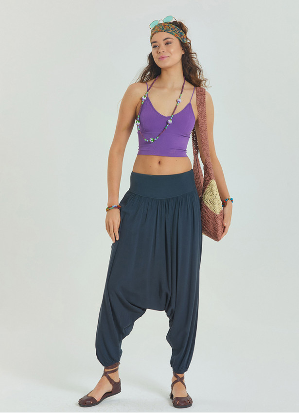 Anthracite Bohemian Shalwar with Gipe Detailed Elastic Pocket on the Leg 4481